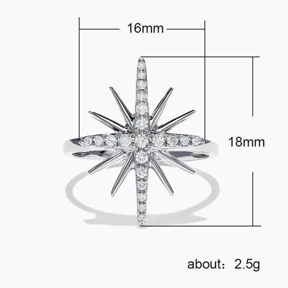 💍Bling Bling Stars Trendy High Quality Six-pointed Silver Ring for VIP336 - Picture 4 of 7